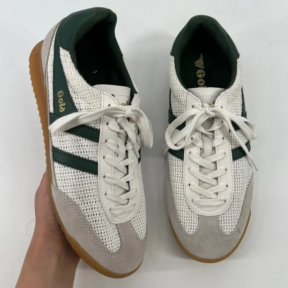 Gola Tornado Zephyr Green White Woven Suede Upper Lace Up Low Sneakers 41/10 - Picture 2 of 10